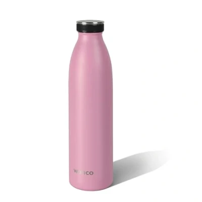 Abbildung von wenco Trinkflasche Edelstahl 0,75l / 750ml isoliert und auslaufsicher für kalte heiße Getränke auch als Thermoskanne verwendbar BPA frei Flamingo Pink