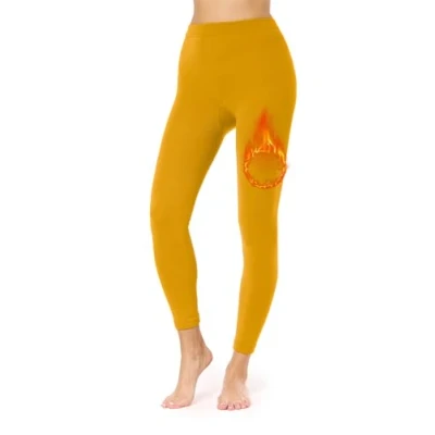 Abbildung von Merry Style Thermo Leggings Damen Gefütterte Thermoleggings Thermohose Winter Warm Outdoor für MS ATX 441 (Senf, XL/XXL)