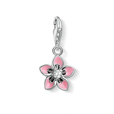Abbildung von Thomas Sabo Damen Charm Anhänger Rosa Blume 925 Sterling Silber 1354 041 9