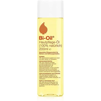 Abbildung von Bi Oil Hautpflege Öl 100% natürlich Schwangerschaftsöl mit 100 % natürlichen Inhaltsstoffen Körperöl während und nach der Schwangerschaft Vegan 200 ml