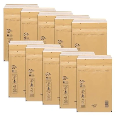 Abbildung von ÖKI Luftpolstertaschen Luftpolsterumschläge inkl. Haftklebestreifen, 10 Stück, C5 Luftpolster Taschen, Gepolsterte Briefumschläge,Versandtaschen, Braun