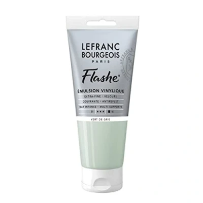 Abbildung von Lefranc Bourgeois 300532 Flashe Acrylfarbe &amp; Vinylfarbe, hochpigmentiert, elastisch, lichtecht, alterungsbeständig, matt, für den Innen Außenbereich, 80ml Tube Grüngrau
