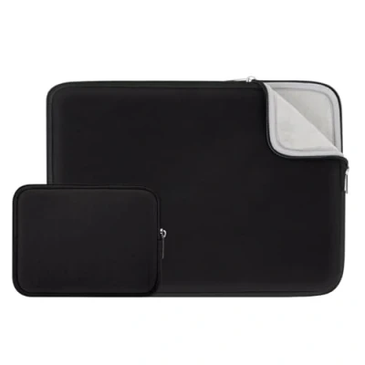 Abbildung von RAINYEAR 14 Zoll Laptop Hülle Laptophülle Laptoptasche Gepolsterte Weiche Futter Schutzhülle mit Zubehör Tasche Kompatibel für Notebook Tablet Ultrabook Chromebook(Schwarz,Aktualisierte Version)