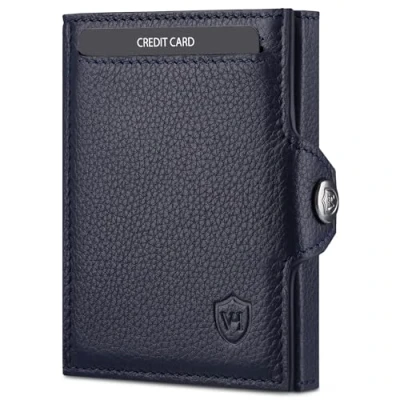 Abbildung von VON HEESEN Slim Wallet mit RFID Schutz Mini Geldbörse Herren &amp; Damen klein Kreditkartenetui Geldklammer Kartenetui Geldbeutel Portmonee Portemonnaie (Blau)