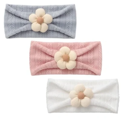 Abbildung von DRESHOW Stirnband Baby Mädchen Dehnbare Nylon Stirnbänder Handgefertigte Blumen Haarband for Neugeborene Kleinkinder Kinder 3 Stück