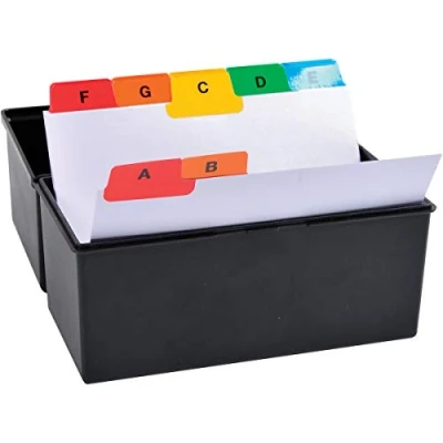 Abbildung von Exacompta 13996E Trennblätter aus plastifizierter Karton 25 teilig DIN A7 quer 8,8 x 10,5 cm A Z weiß mit bunten Taben Register Trennlaschen