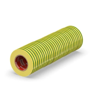 Abbildung von ERKO Isolierband Gelb Grün 10er Pack 15mm x 10m PVC Elektrische Leitungen Reparatur, Hochflexibel mit starker Klebekraft, Chemiebeständig, Wasserfest, Klebeband