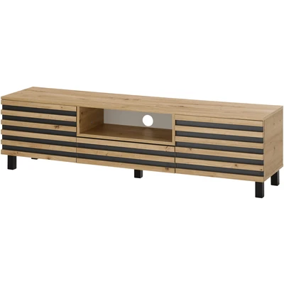 Abbildung von ANKARA TV Lowboard in Artisan Eiche Optik, Schwarz Moderner Schrank mit viel Stauraum für Ihr Wohnzimmer 166 x 44 40 cm (B/H/T)