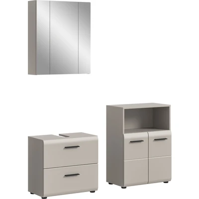 Abbildung von welltime Badmöbel-Set "FLORENZ, 3-teilige Badkombination, hochwertige MDF-Front" Set, best. aus: Waschbeckenunterschrank, Spiegelschrank, Midischrank breit, 3 Stk. tlg.
