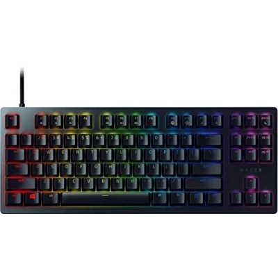 Abbildung von Razer Huntsman Tournament Edition (Red Switch) Gaming Tastatur ohne Ziffernblock (Lineare Optische Switches, Doubleshot PBT Tastenkappen, Abnehmbares USB C Kabel) QWERTY US Layout Schwarz