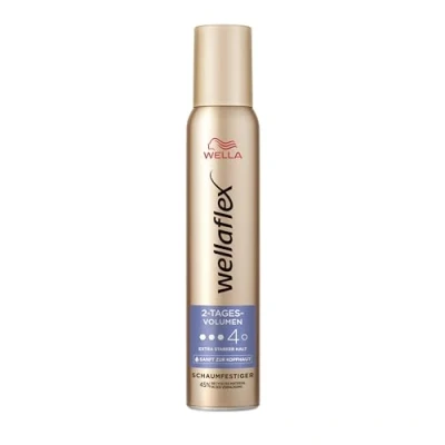 Abbildung von Wellaflex 2 Tages Volumen Schaumfestiger Für Frauen Bis zu Tage flexibler Halt voluminöses Haar Sanft zur Kopfhaut, dermatologisch getestet Frei von Silikonen Haltegrad 4 200ml