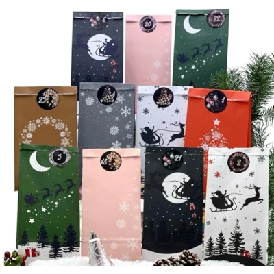 Abbildung von endlosschenken Adventskalender zum Befüllen Weihnachtskalender selber Basteln mit großen Tüten 25 Kraftpapier