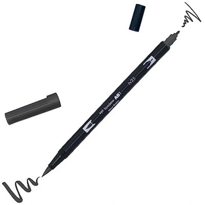 Abbildung von Tombow ABT N25 Fasermaler Dual Brush Pen mit zwei Spitzen, lamp black 1 Stück (1er Pack)