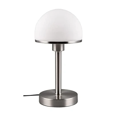 Abbildung von Trio Leuchten Tischleuchte Joost II 592300107, Metall Nickel matt, Glas opal weiß, exkl. 1x E27, On/Off Touch