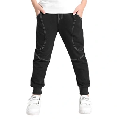 Abbildung von YOUNGSOUL Jungen Jogginghose Kinder Hosen Baumwolle Freizeithose Sweathosen Sporthose Lang Schwarz Herstellergröße 150/ DE Größe: 146