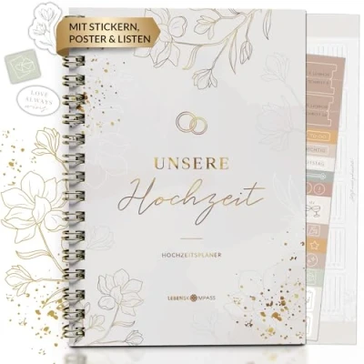 Abbildung von Lebenskompass® Hochzeitsplaner Buch mit praktischen Poster &quot;ALWAYS&quot; Wedding Planner Terminplan, Listen und Tipps für eine perfekte Planung einer Hochzeit Stickern A5 +