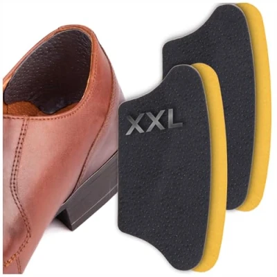 Abbildung von SULPO Fersenkissen Schuheinlagen aus Echt Leder Fersenschutz/Fersenpolster gegen Blasen Für Männer Schuhe (2 Paare, Schwarz)
