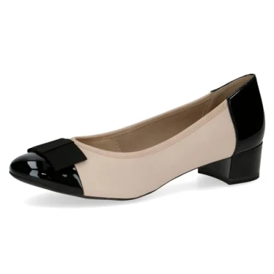 Abbildung von CAPRICE Damen Pumps mit Blockabsatz Schleife, Beige (Beige Comb), 37 EU