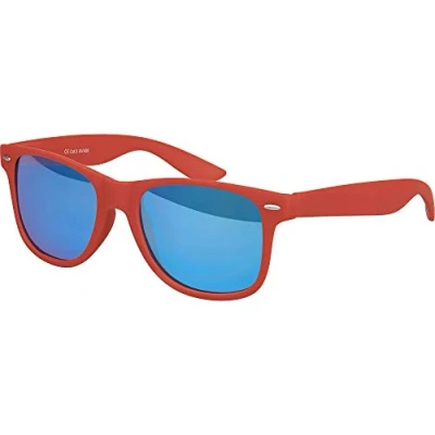 Abbildung von Balinco Sonnenbrille UV400 CAT 3 CE Rubber mit Federscharnier für Damen &amp; Herren (dunkel rot blau verspiegelt)