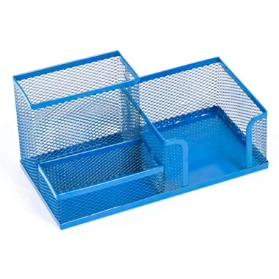 Abbildung von Leviatan Schreibtisch Organizer Desk aus Metall Stifthalter für Büro Tischorganizer mit Zettelhalter Mesh 205 x 103 98 mm Marineblau