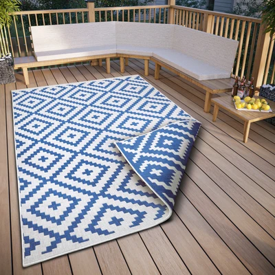 Abbildung von my home Teppich »Ronda Wendeteppich« rechteckig 5 mm Höhe Sisal Optik, Flachgewebe, In und Outdoor, geometrisches Boho Design