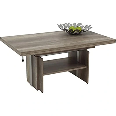Abbildung von Hela Tische, Couchtisch Wohnzimmertisch Jerome, Holzwerkstoff melaminbeschichtet, Wildeiche, ausziehbar 110 177cm, höhenverstellbar mit Lift 53 69cm