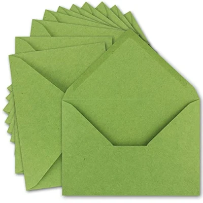 Abbildung von 50x Vintage Brief Umschläge DIN C5 Kraftpapier 120 g/m² 157 x 225 mm Hellgrün (grün) Recycling Nassklebung Spitzklappe UmWelt by GUSTAV NEUSER