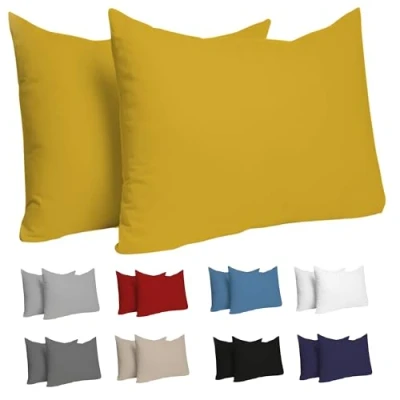 Abbildung von Dreamzie Kissenbezug 40x60 (Set mit 2) 100% Jersey Baumwolle 150 g/qm Kissenbezüge Gelb Für Kissenhülle Resistent und Hypoallergen