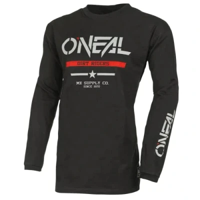 Abbildung von O&#039;NEAL Motocross Trikot Langarm MX Enduro Gepolsterter Ellbogenschutz, ergonomischer Schnitt, atmungsaktiv Element Cotton Jersey Squadron V.22 Erwachsene Schwarz Grau Größe M