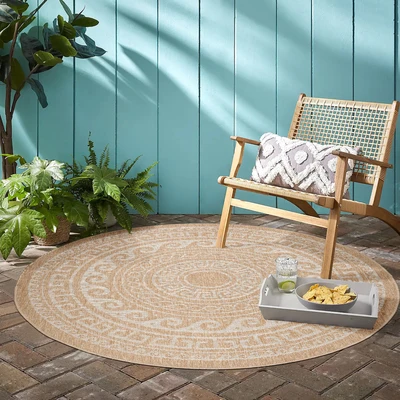 Abbildung von Outdoor Teppich COMILLA Beige 120 cm Rund