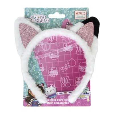 Abbildung von Haarreif von Gabby&#039;s Dollhouse, weiß, aus widerstandsfähigen Materialien, Design Panty Pfoten mit Ohren, Originalprodukt, entworfen in Spanien