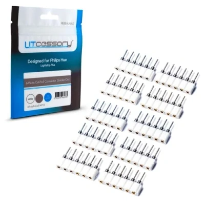 Abbildung von Litcessory 6 POLIG auf Gekürztes Ende Lötverbinder für Philips Hue Lightstrip Plus (Lötbar) (10 Stück, Weiß STANDARD V3)