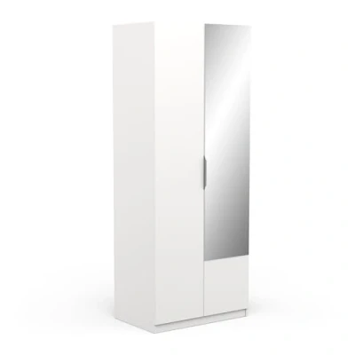 Abbildung von Demeyere Armoire Avec Miroir &amp; Penderie 2 Portes 1 Niche Moderne Coloris Blanc Mat 79,4 x 51,1 203 cm