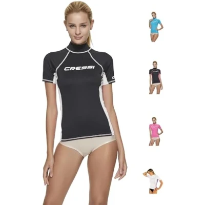 Abbildung von Cressi Damen Rash Guard Kurzarm, UV Schutz UPF 50+, Schwarz/Weiß, M/3 (40)