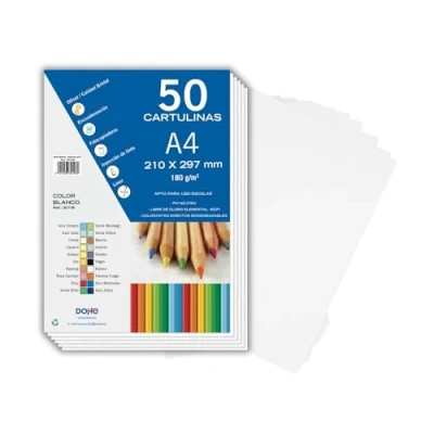 Abbildung von Dohe A4 Weißer Karton (50 Stück) Format 21x29,7 cm, Stärke 180 g/m², Bastel , Druck &amp; Schulbedarf