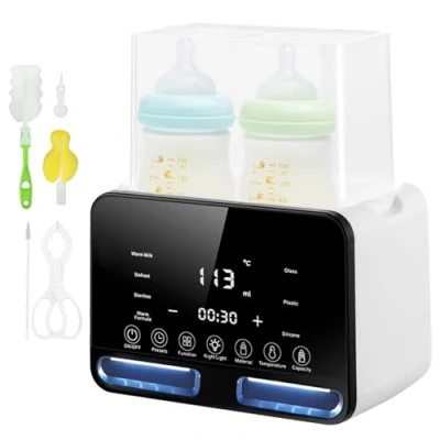 Abbildung von Carehabi Flaschenwärmer Baby für 2 Flaschen,Weiß,4 in 1,Baby Bottle Warmer mit Sterilisator und Temperaturregelung,Babykostwärmer Erwärmen Auftauen Speisen