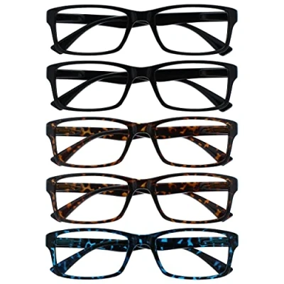 Abbildung von Die Lesebrille Unternehmen Wert 5er Pack Herren Frauen Schwarz Braun Blau Designer Stil Leser RRRRR92 11223 +3,00
