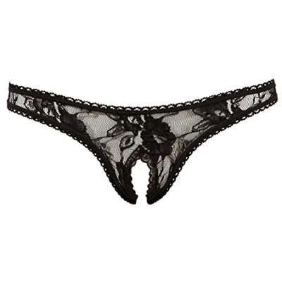 Abbildung von COTTELLI Spitzenrio figurbetonter Slip mit Spitze für Frauen, ideale Passform, offener Schritt, transparente Spitzen Verzierungen