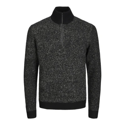 Abbildung von Jack &amp; Jones Jcospace HALF ZIP Strickpullover, Herren, Größe: Medium, Black pattern/peyote neps