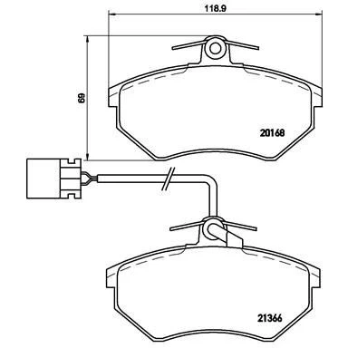 Abbildung von BREMBO P 85 034 Bremsbelagsatz inkl. Verschleißwarnkontakt mit Bremssattelschrauben ohne Zubehör VOLKSWAGEN: GOLF 3, Vento