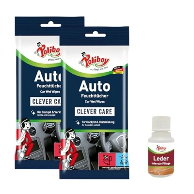 Abbildung von Poliboy Staubmeister Auto Feuchttücher perfekt für die gründliche Reinigung des Innenraums 2er Pack 2x20 Stück Made in Germany