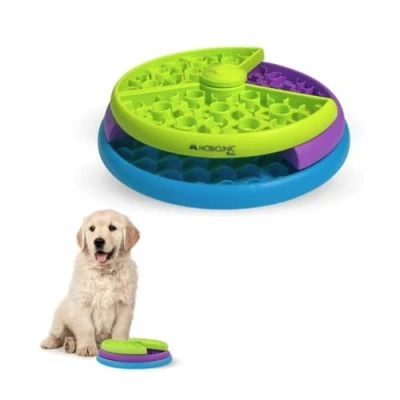 Abbildung von Mobiclinic® Pets, Interaktiver Fressnapf, Für Hunde, Doggy, Antischlingnap, 3 Drehbare Ebenen, rutschfest, 26x26x7,5cm, Mentale Stimulation, Leicht zu Reinigen, Robust, Katzen, Haustiere