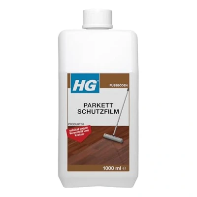 Abbildung von HG Parkett Schutzfilm, schützendes Parkettpflegemittel, schützt die Lackschicht vor Abnutzung, Kratzern und anderen Beschädigungen 1 L