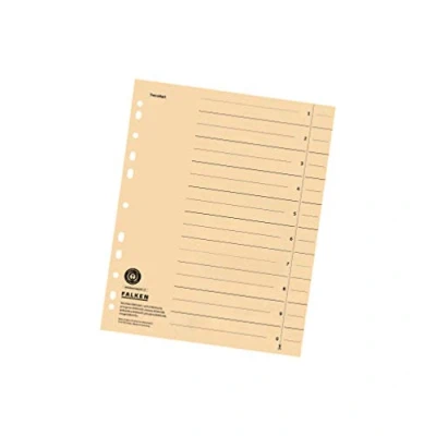 Abbildung von Original Falken 50er Pack Trennblätter. Made in Germany. Aus Recycling Karton für DIN A4 chamois Trennlaschen Trenner Ordner Register Kalender Blauer Engel