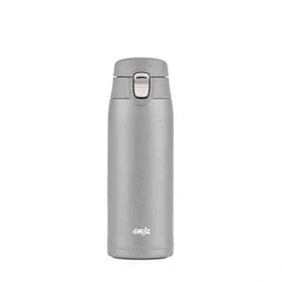 Abbildung von Emsa N21510 Travel Mug Light Thermo /Isolierbecher aus Edelstahl 0,4 Liter 8h heiß 16h kalt 100% dicht auslaufsicher spülmaschinengeeignet Klappverschlussystem Grau,1 Stück (1er Pack)