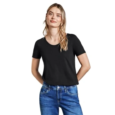 Abbildung von STREET ONE Damen A322897 Basic T Shirt in Unifarbe, Black, 38