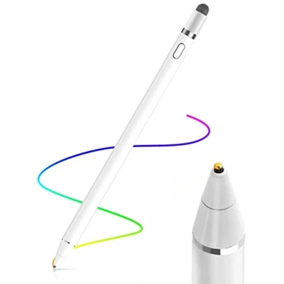 Abbildung von AICase kapazitiver Eingabestift, 2 in 1 Touchscreen, 1,45 mm, hohe Präzision, Universal, kompatibel mit Smartphones, Tablets, Apple iPhone/iPad, Weiß