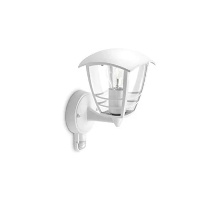Abbildung von Philips Creek Outdoor Wandleuchte (60 W), wetterfeste Außenleuchte mit Bewegungsmelder, E27 Leuchte ohne Leuchtmittel, weiß
