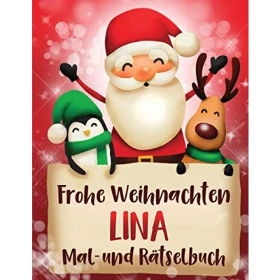 Abbildung von Frohe Weihnachten Lina: Personalisiertes Mal und Rätselbuch für Kinder ( ab 8 Jahre) , Sudokus, Labyrinthe,Seiten zum Ausmalen, Wortsuchen mehr, Geschenkidee Lina