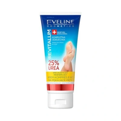 Abbildung von Eveline Cosmetics Revitalum 8 in 1 Fersenreparaturcreme mit 25% Urea Intensivbehandlung für rissige Fersen weiche, glatte Füße